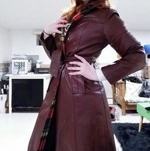 Vintage brown leather trench
